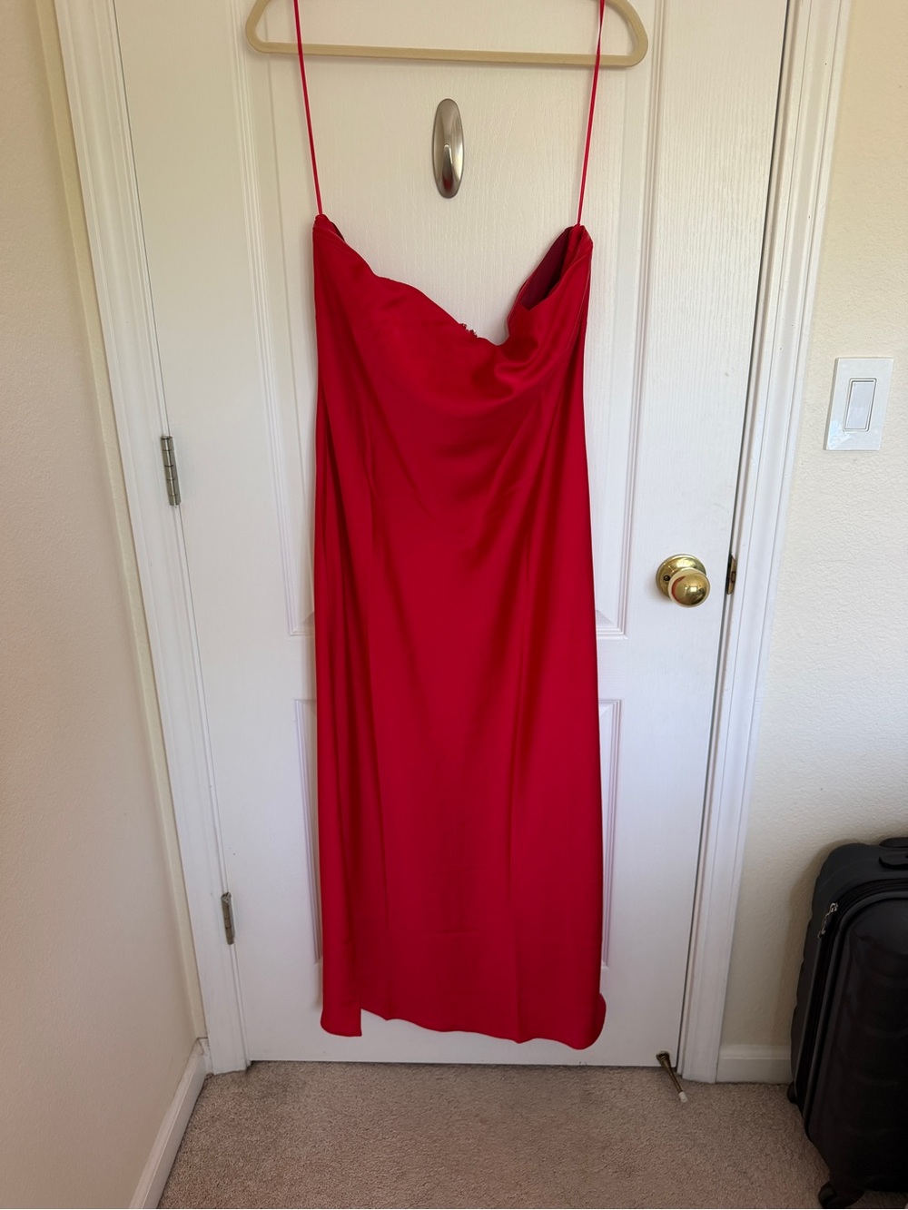 Red Strapless Gwyneth Slip Midi Dress